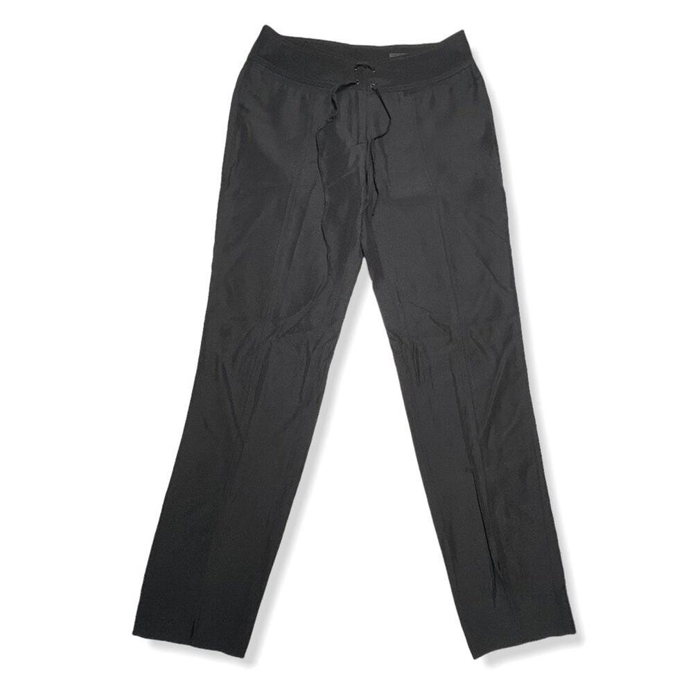 Gay Giano 100% Silk Drawstring Pants SIZE EU40/US28 Black Lightweight Trouser